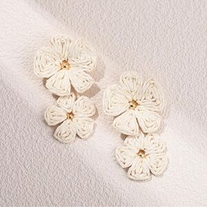 NEW Raffia Floral Statement Earrings